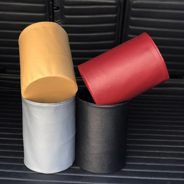 2 PCS Leather Foldable Car Trash Can Mini Chair Back Suspended Waterproof Trash Can, Black, Wine Red, Beige, Gray