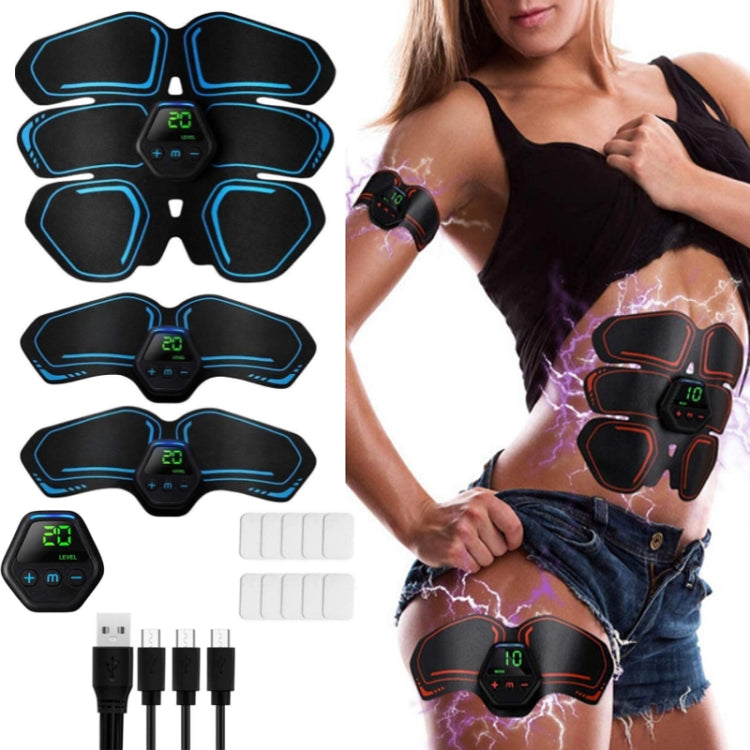 EMS Portable Abdomen Device Electric Abdominal Muscle Stickers with LCD Screen Display, EMS Muscle Stickers (Orange Red), EMS Muscle Stickers (Blue Line), EMS Muscle Stickers (Blue Point), EMS Muscle Stickers (Pink)