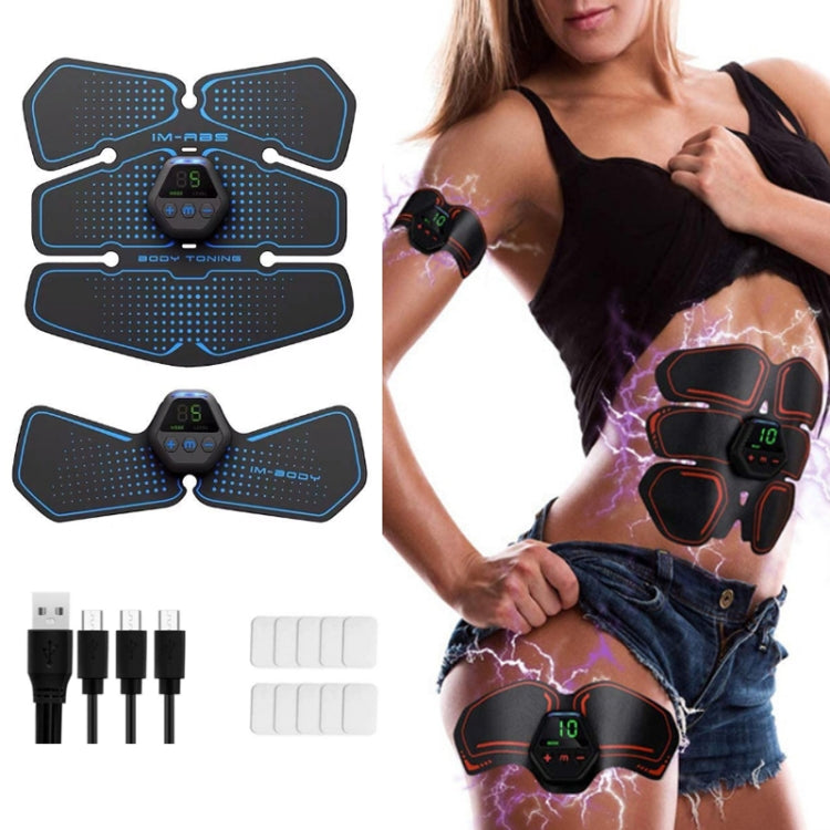 EMS Portable Abdomen Device Electric Abdominal Muscle Stickers with LCD Screen Display, EMS Muscle Stickers (Orange Red), EMS Muscle Stickers (Blue Line), EMS Muscle Stickers (Blue Point), EMS Muscle Stickers (Pink)