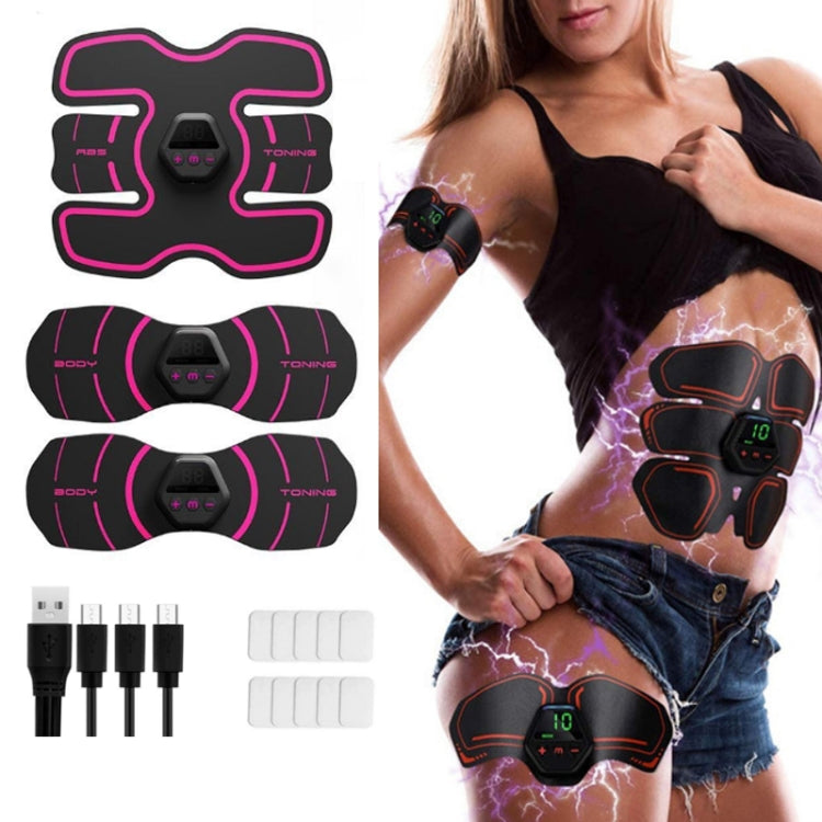 EMS Portable Abdomen Device Electric Abdominal Muscle Stickers with LCD Screen Display, EMS Muscle Stickers (Orange Red), EMS Muscle Stickers (Blue Line), EMS Muscle Stickers (Blue Point), EMS Muscle Stickers (Pink)