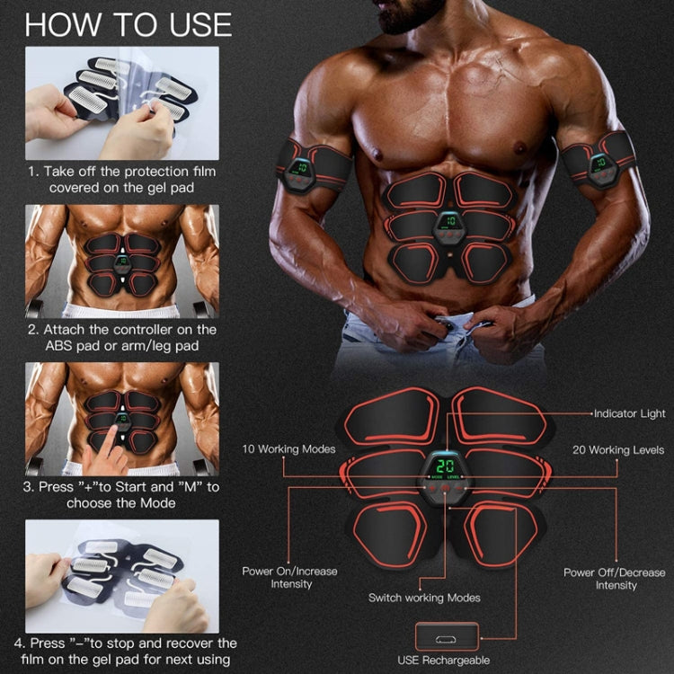 EMS Portable Abdomen Device Electric Abdominal Muscle Stickers with LCD Screen Display, EMS Muscle Stickers (Orange Red), EMS Muscle Stickers (Blue Line), EMS Muscle Stickers (Blue Point), EMS Muscle Stickers (Pink)