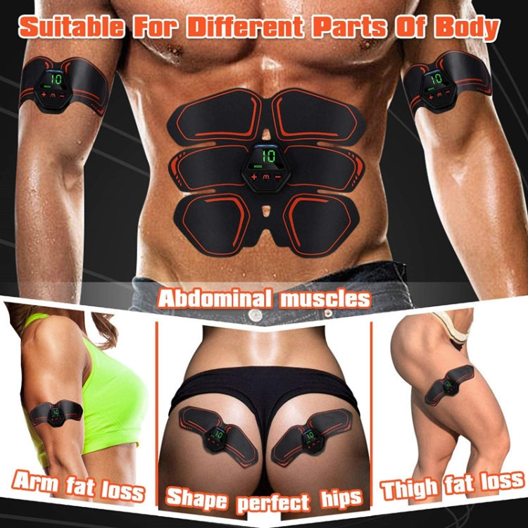 EMS Portable Abdomen Device Electric Abdominal Muscle Stickers with LCD Screen Display, EMS Muscle Stickers (Orange Red), EMS Muscle Stickers (Blue Line), EMS Muscle Stickers (Blue Point), EMS Muscle Stickers (Pink)