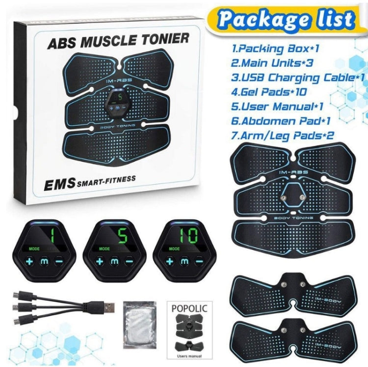 EMS Portable Abdomen Device Electric Abdominal Muscle Stickers with LCD Screen Display, EMS Muscle Stickers (Orange Red), EMS Muscle Stickers (Blue Line), EMS Muscle Stickers (Blue Point), EMS Muscle Stickers (Pink)