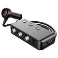 Car Cigarette Lighter Car Charger 3USB Port +1 QC3.0 + 3 Cigarette Lighter Ports + Back Clip Design + LED Display, HC67A
