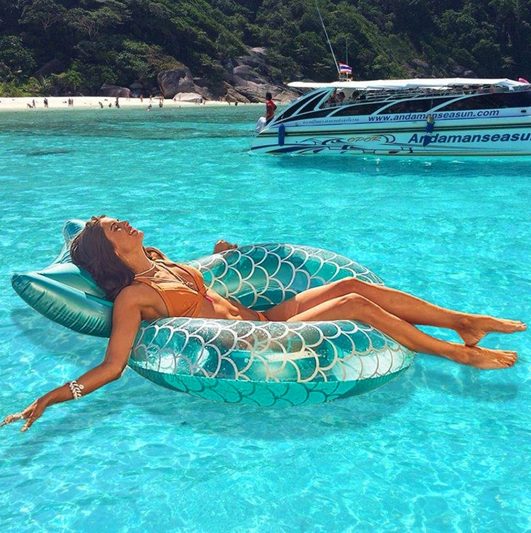 Adult Thickened Backrest Swimming Ring Mermaid Swim Ring, Swimming Ring (Pink), Swimming Ring (Blue)