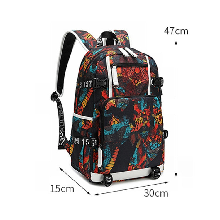 6101-4 Thermal Transfer Casual Backpack Simple Student Schoolbag, Printed Red, Printed Blue, Printed Yellow, Printed Gray, Star Blue, Star Purple, Triangular Blue, Triangle Yellow, Yellow Leather
