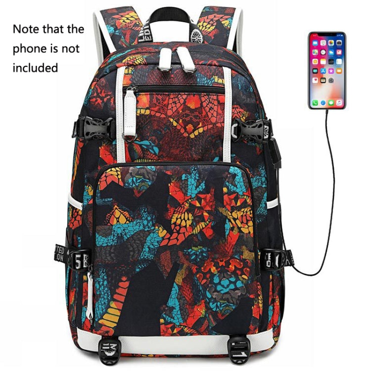 6101-4 Thermal Transfer Casual Backpack Simple Student Schoolbag, Printed Red, Printed Blue, Printed Yellow, Printed Gray, Star Blue, Star Purple, Triangular Blue, Triangle Yellow, Yellow Leather
