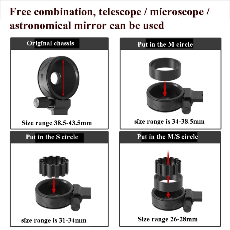 Eyeskey Telescope Phone Holder Camera Holder Telescope Universal Astronomical Mirror Phone Clip, CM-8M / S