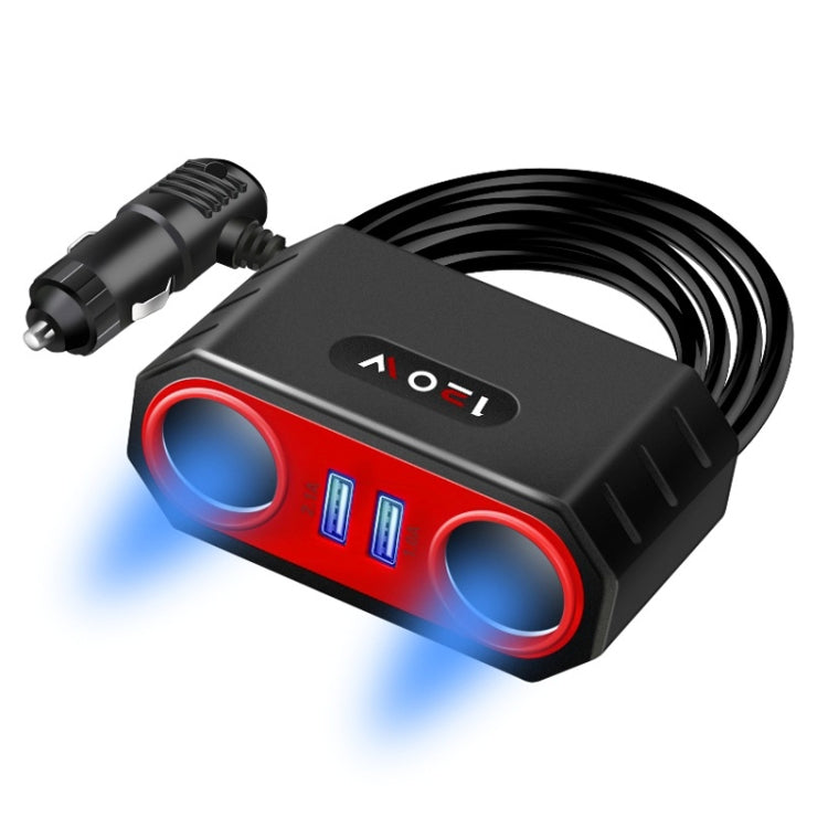 2 PCS Car Cigarette Lighter 1 In 2 Auto Multi-Function Mobile Phone Charger, 1 In 2