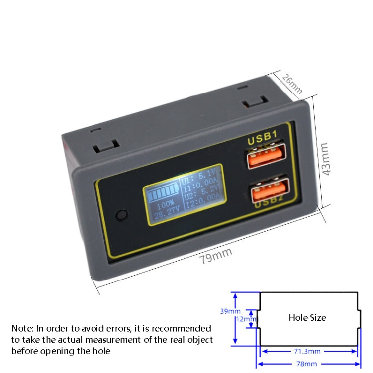 Car DC Voltage Electricity Table 12/24V Battery Lead-Acid Battery Turn 5V USB Fast Charge Display, Car DC Voltage Electricity Table