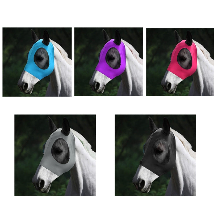 MMZ-001 Breathable Horse Mask Mosquito Insect And Fly Mask Equestrian Supplies, Horse Mask (Blue), Horse Mask (Purple), Horse Mask (Rose Red), Horse Mask (Grey), Horse Mask (Black)