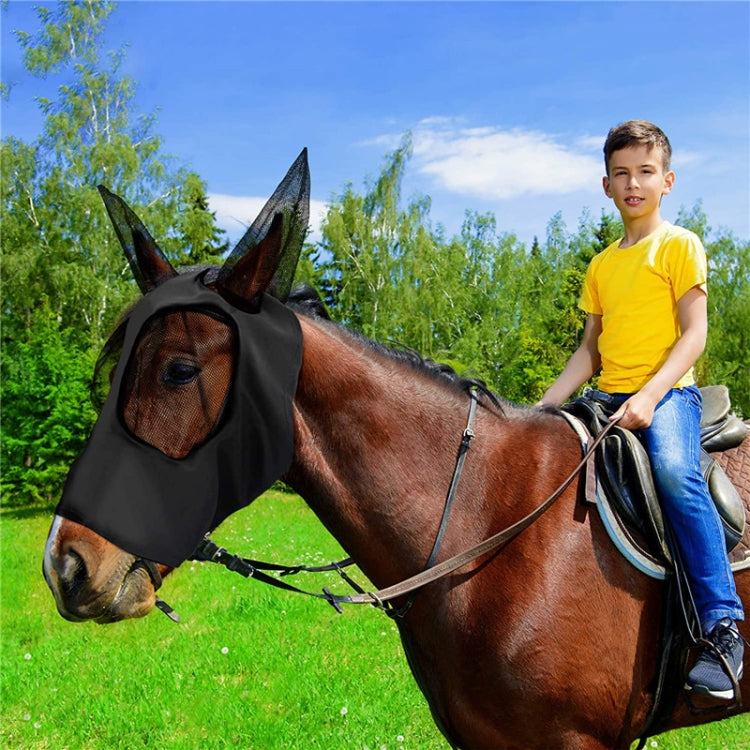 MMZ-001 Breathable Horse Mask Mosquito Insect And Fly Mask Equestrian Supplies, Horse Mask (Blue), Horse Mask (Purple), Horse Mask (Rose Red), Horse Mask (Grey), Horse Mask (Black)