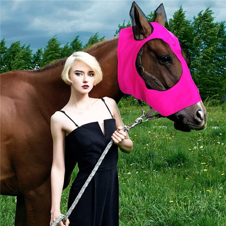 MMZ-001 Breathable Horse Mask Mosquito Insect And Fly Mask Equestrian Supplies, Horse Mask (Blue), Horse Mask (Purple), Horse Mask (Rose Red), Horse Mask (Grey), Horse Mask (Black)