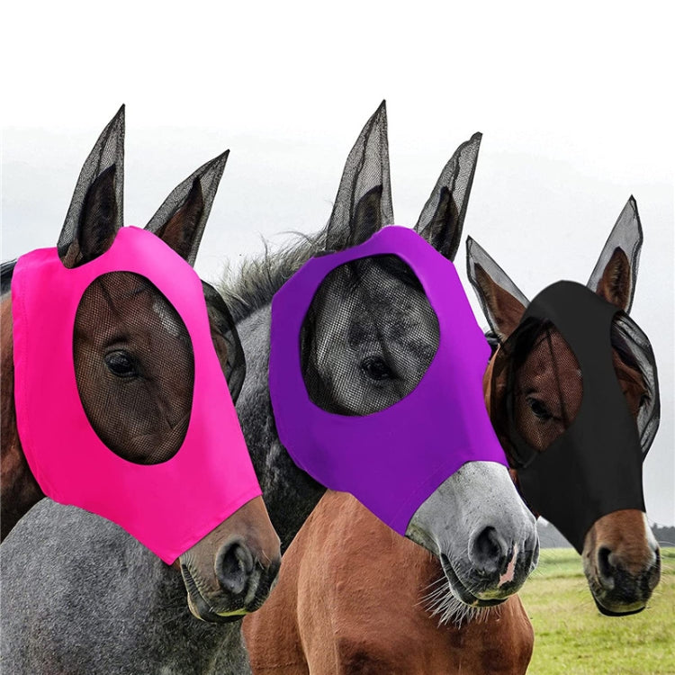 MMZ-001 Breathable Horse Mask Mosquito Insect And Fly Mask Equestrian Supplies, Horse Mask (Blue), Horse Mask (Purple), Horse Mask (Rose Red), Horse Mask (Grey), Horse Mask (Black)