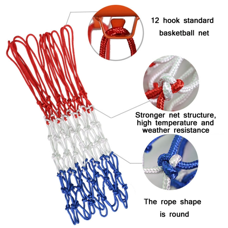Outdoor Round Rope Basketball Net, Colour: 5.0mm Long Heavy Polyester(Red White Blue), 5.0mm Long Heavy Polyester(Red White Blue), 5.0mm Heavy Polyester(White Red Blue), 5.0mm Heavy Polyester(White Red), 5.0mm Heavy Polyester(White)                    ...