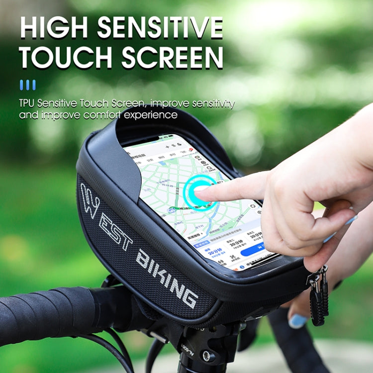 WEST BIKING Bicycle Bag Touch Screen Waterproof MTB Road Bike Handlebar Phone Bag Reflective Front Frame Bag, YP0707269
