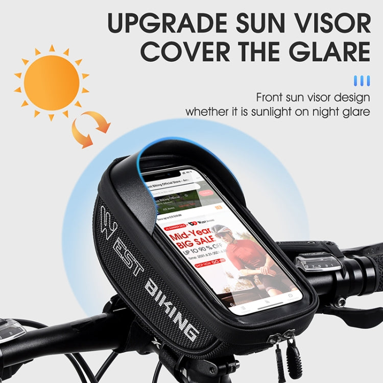 WEST BIKING Bicycle Bag Touch Screen Waterproof MTB Road Bike Handlebar Phone Bag Reflective Front Frame Bag, YP0707269