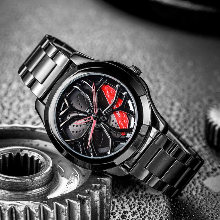 SANDA P1065 Wheel Series Casual Steel Band Quartz Watch For Men, For Men Black Green, For Men Silver Green, For Men Blue Red, For Men Black Red, For Men Silver Red, For Men Blue Green
