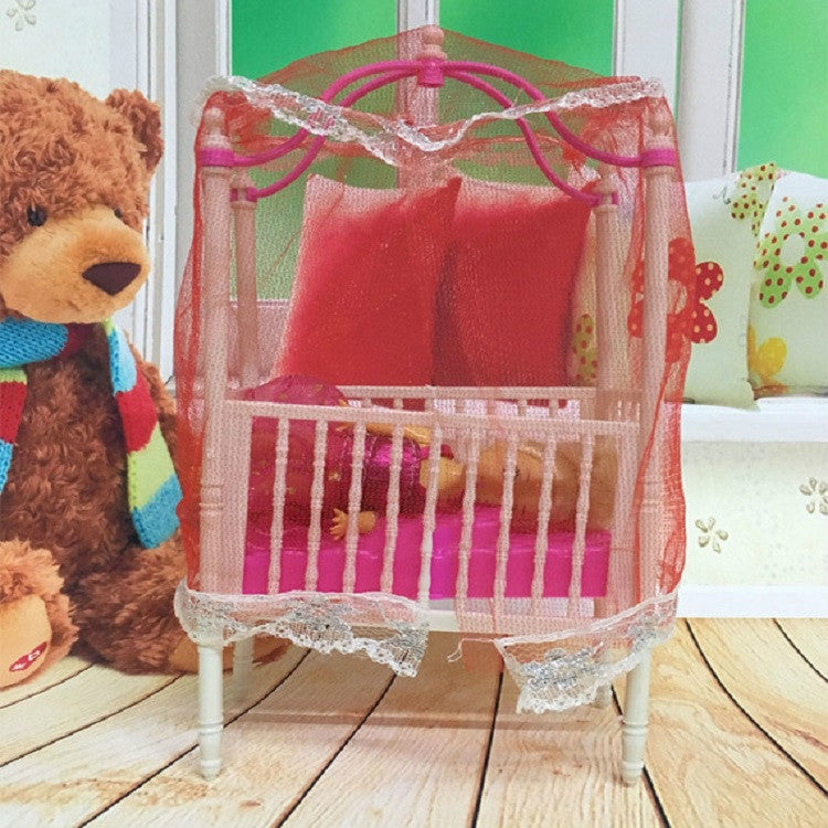 5 PCS Doll House Plastic Baby Cot Miniature Furniture Bedroom Decoration, 5 PCS Baby Cot