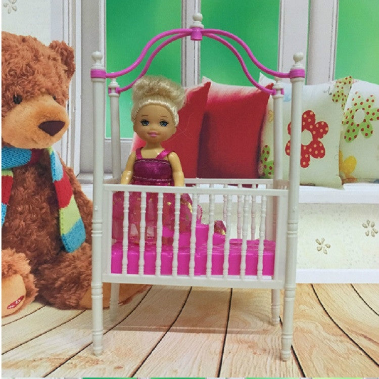 5 PCS Doll House Plastic Baby Cot Miniature Furniture Bedroom Decoration, 5 PCS Baby Cot