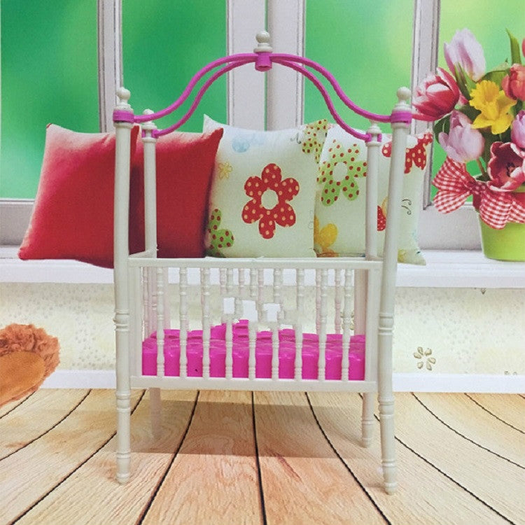 5 PCS Doll House Plastic Baby Cot Miniature Furniture Bedroom Decoration, 5 PCS Baby Cot