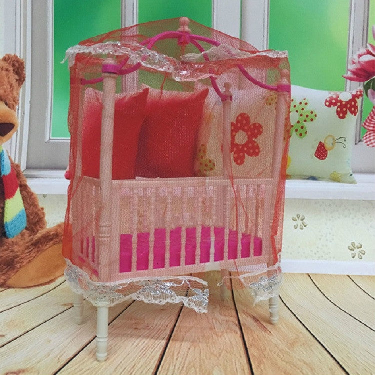 5 PCS Doll House Plastic Baby Cot Miniature Furniture Bedroom Decoration, 5 PCS Baby Cot