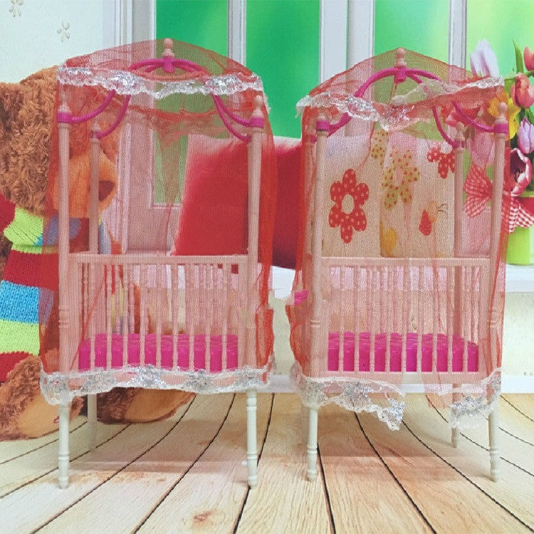5 PCS Doll House Plastic Baby Cot Miniature Furniture Bedroom Decoration, 5 PCS Baby Cot
