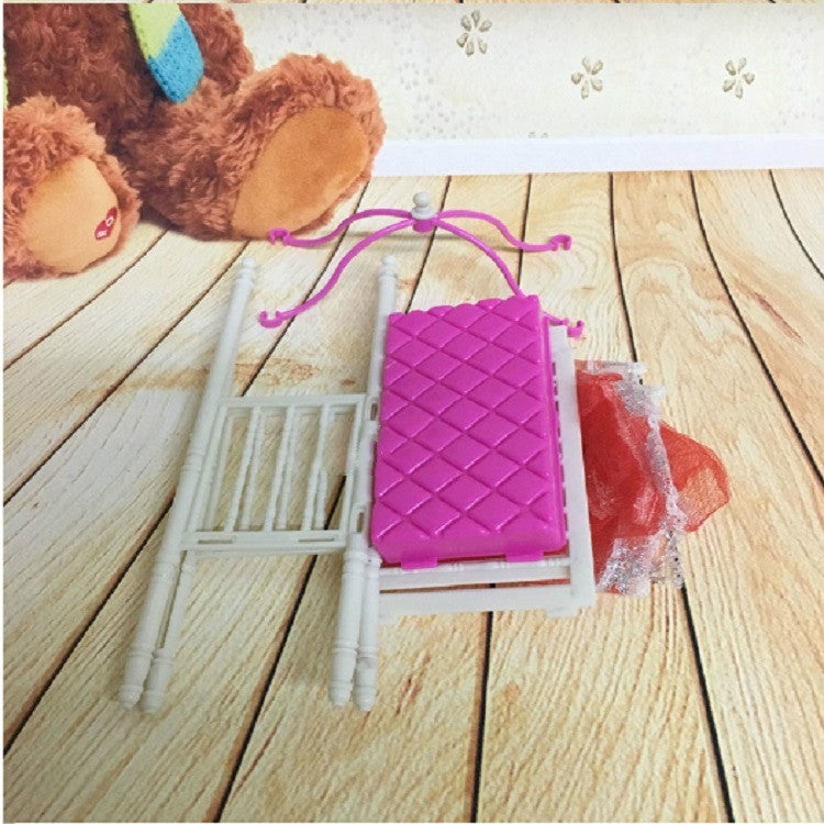 5 PCS Doll House Plastic Baby Cot Miniature Furniture Bedroom Decoration, 5 PCS Baby Cot