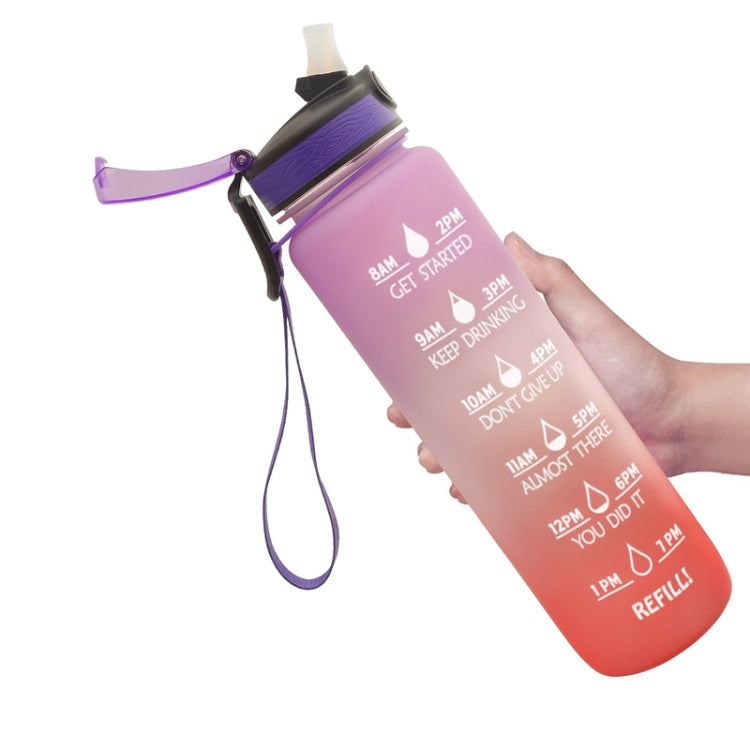 1L Tritan Plastic Gradient Color Cup Outdoor Large Capacity Sports Kettle, Yellow Blue Purple, Purple Orange, Blue Pink, Orange Blue