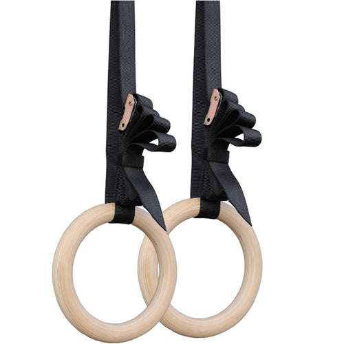 1 Pair Adult Fitness Gymnastics Training Wooden Rings Indoor Fitness Equipment, with 2.8cm Webbing 28mm, with 3.8cm Webbing 28mm, with 2.8cm Webbing 32mm, with 3.8cm Webbing 32mm