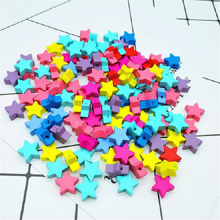 100 PCS / Pack Children Handmade DIY Puzzle Colored Pentagram Beaded Decorative Accessories, 15mm