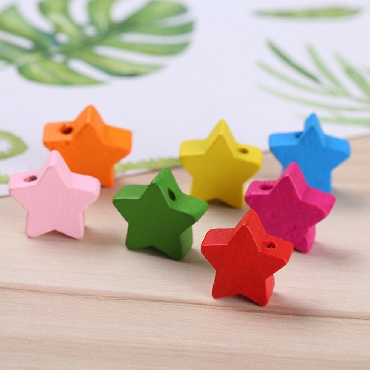 100 PCS / Pack Children Handmade DIY Puzzle Colored Pentagram Beaded Decorative Accessories, 15mm