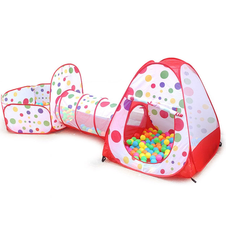 3 in 1 Children Tent Play House Tunnel Foldable Shooting Ocean Ball Pool Toy, Red