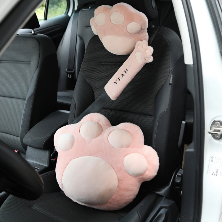 Car Plush Head Pillow Cat Claw Car Neck Pillow Car Female Decorative Supplies, Pink Headrest, Gray Headrest, Pink Shoulder Pad, Gray Shoulder Pad