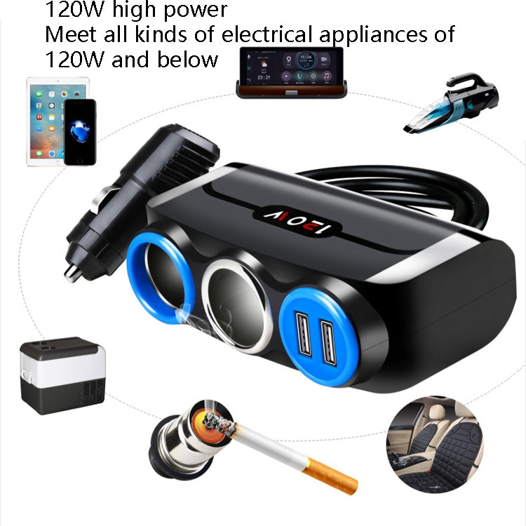 Car Cigarette Lighter Multi-Function Mobile Phone Charging USB Car Charge 12/24V Adapter Plug, Black Red