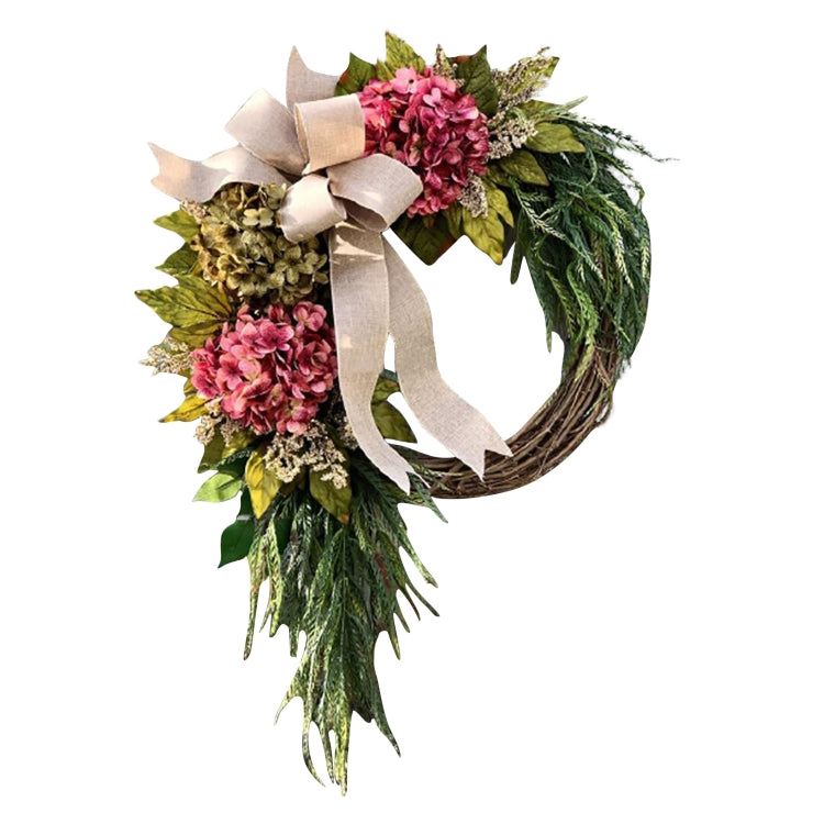 Garden Farmhouse Front Hanging Simulation Flower Ring Wreath Door Hanger, Flower Ring Wreath Door Hanger