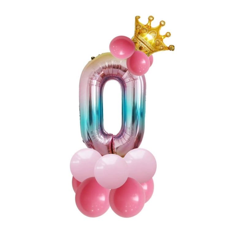 T2001 Birthday Gradient Digital Crown Aluminum Film Balloon Set
