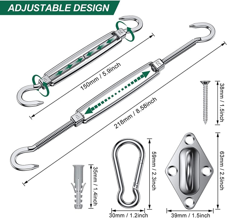 24 in 1 304 Stainless Steel Fixed Shade Sail Accessories Diamond Buckle Flower Basket Spring Buckle, Spec:, 24 PCS / M6 Set, 24 PCS / M8 Set, 24 PCS / M6 Set (Yellow), 24 PCS / M8 Set (Yellow)