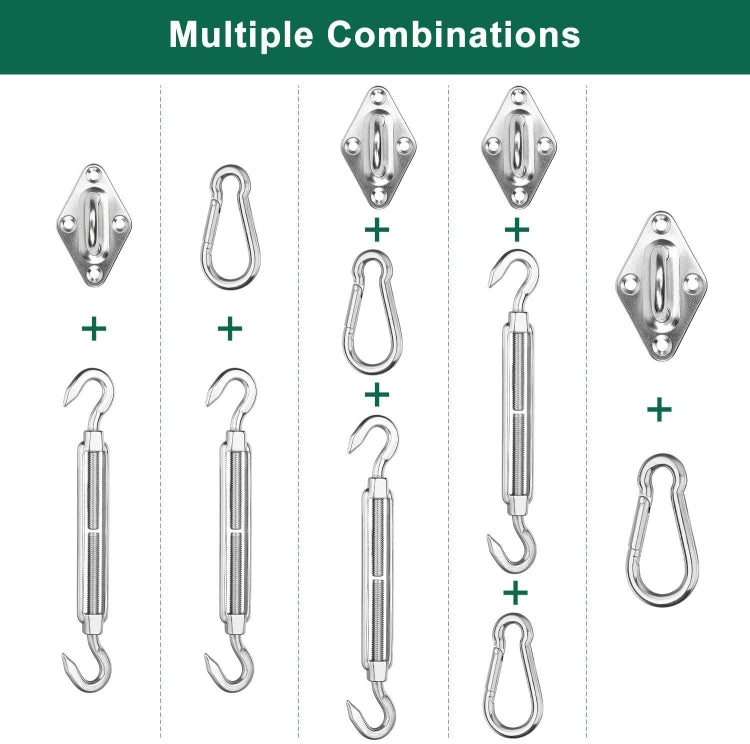 24 in 1 304 Stainless Steel Fixed Shade Sail Accessories Diamond Buckle Flower Basket Spring Buckle, Spec:, 24 PCS / M6 Set, 24 PCS / M8 Set, 24 PCS / M6 Set (Yellow), 24 PCS / M8 Set (Yellow)
