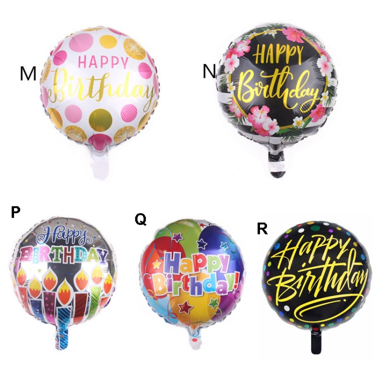 10 PCS 18-inch Round Happy Birthday Aluminum Film Balloons Birthday Party Scene Decoration Balloons, A, B, C, D, E, F, G, H, I, J, K, L, M, N, P, Q, R