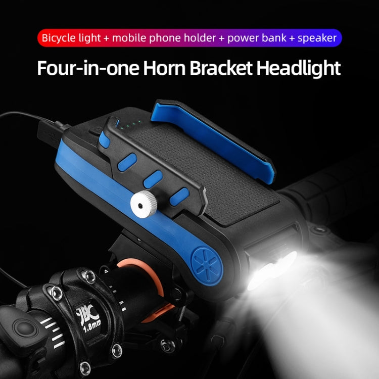BG-2021 Bicycle Front Light 4 In 1 Mobile Phone Holder Horn Light Mountain Bike Front Light, 2400 MAH Black, 2400 MAH Red, 2400 MAH Blue, 4000 MAH Black, 4000 MAH Red, 4000 MAH Blue