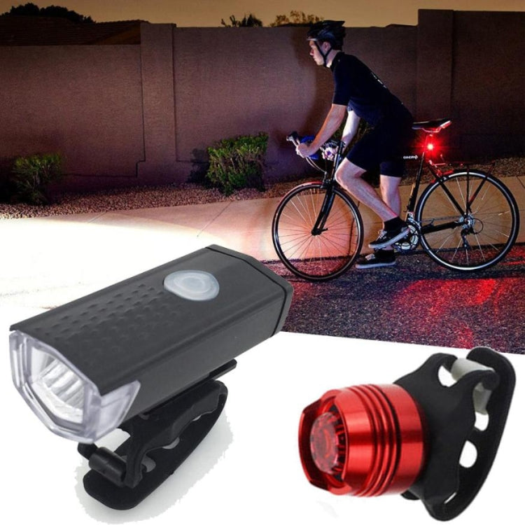 Bicycle Highlight USB Rechargeable Lamp Waterproof Bicycle Headlight Taillight Set, Single Headlight (Black), Headlight + Taillight (Black)