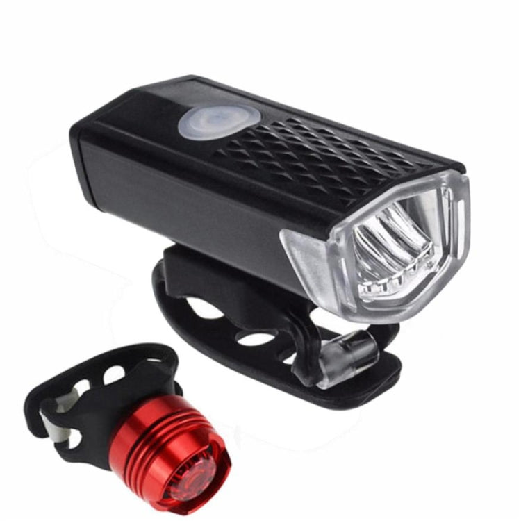 Bicycle Highlight USB Rechargeable Lamp Waterproof Bicycle Headlight Taillight Set, Single Headlight (Black), Headlight + Taillight (Black)