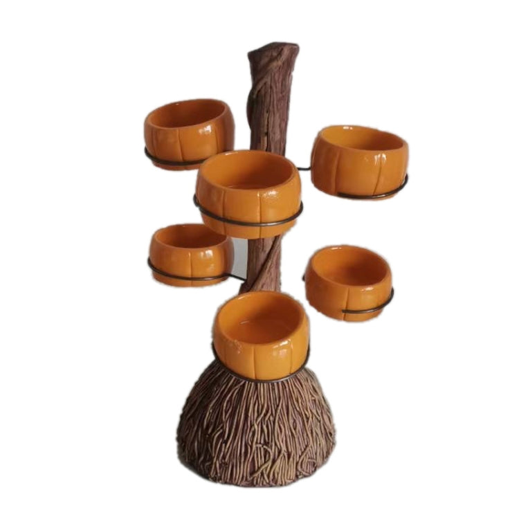 Halloween Pumpkin Snack Bowl Stand Decorative Storage Rack,Style:, Six Cups Set