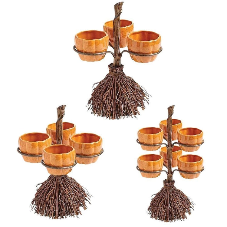 Halloween Pumpkin Snack Bowl Stand Decorative Storage Rack,Style:, Six Cups Set
