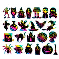 GG-24 Children Colorful Halloween Scratch Painting Set DIY Funny Ornaments Holiday Scratch Painting Paper, 24 PCS / Set
