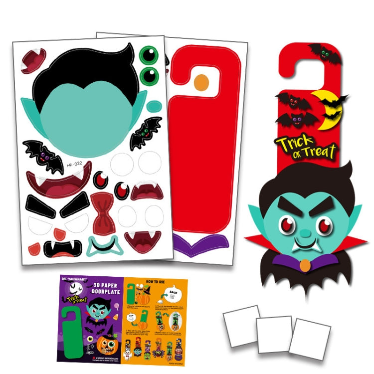 1 Sets Children Cartoon Halloween Decoration Door Hanging Stickers Holiday DIY Game Emoticons, Vampire, Pumpkin, Scientific Geeks, Spider, Witch, Ghost