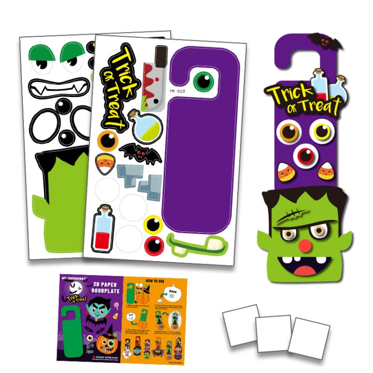 1 Sets Children Cartoon Halloween Decoration Door Hanging Stickers Holiday DIY Game Emoticons, Vampire, Pumpkin, Scientific Geeks, Spider, Witch, Ghost