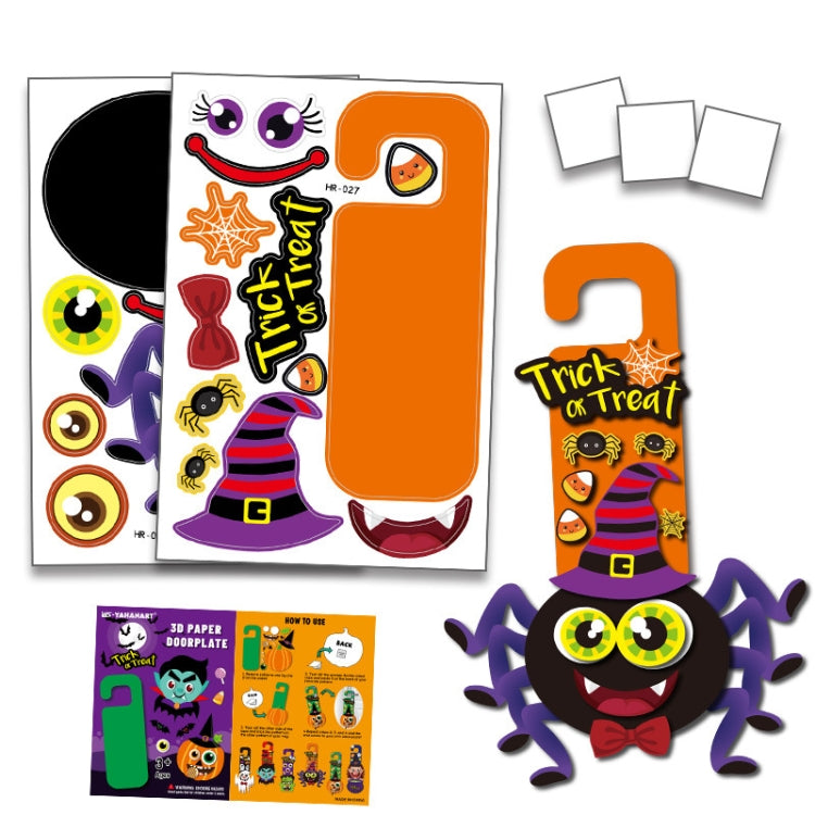 1 Sets Children Cartoon Halloween Decoration Door Hanging Stickers Holiday DIY Game Emoticons, Vampire, Pumpkin, Scientific Geeks, Spider, Witch, Ghost