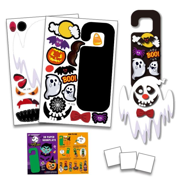 1 Sets Children Cartoon Halloween Decoration Door Hanging Stickers Holiday DIY Game Emoticons, Vampire, Pumpkin, Scientific Geeks, Spider, Witch, Ghost